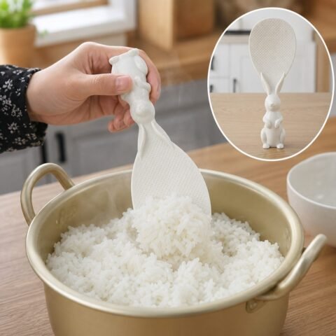 Bunny Handle Rice Serving Spoon, Plastic Paddle for Rice