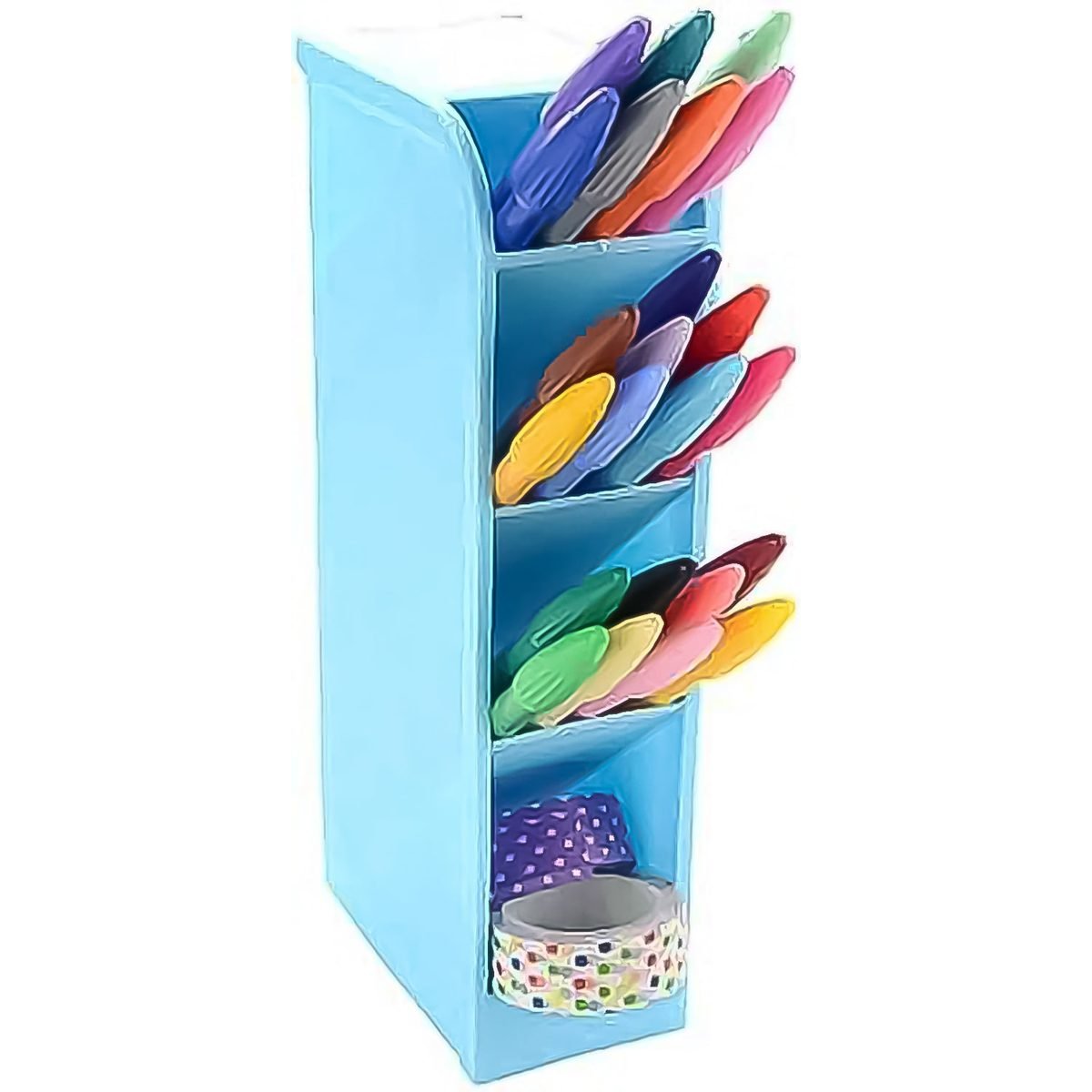 Desktop Pen Stand Organiser with 4 Compartments, Transparent Plastic, photo 2