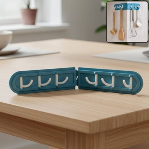 Foldable Self-Adhesive Wall Hook Rack with 6 Hooks