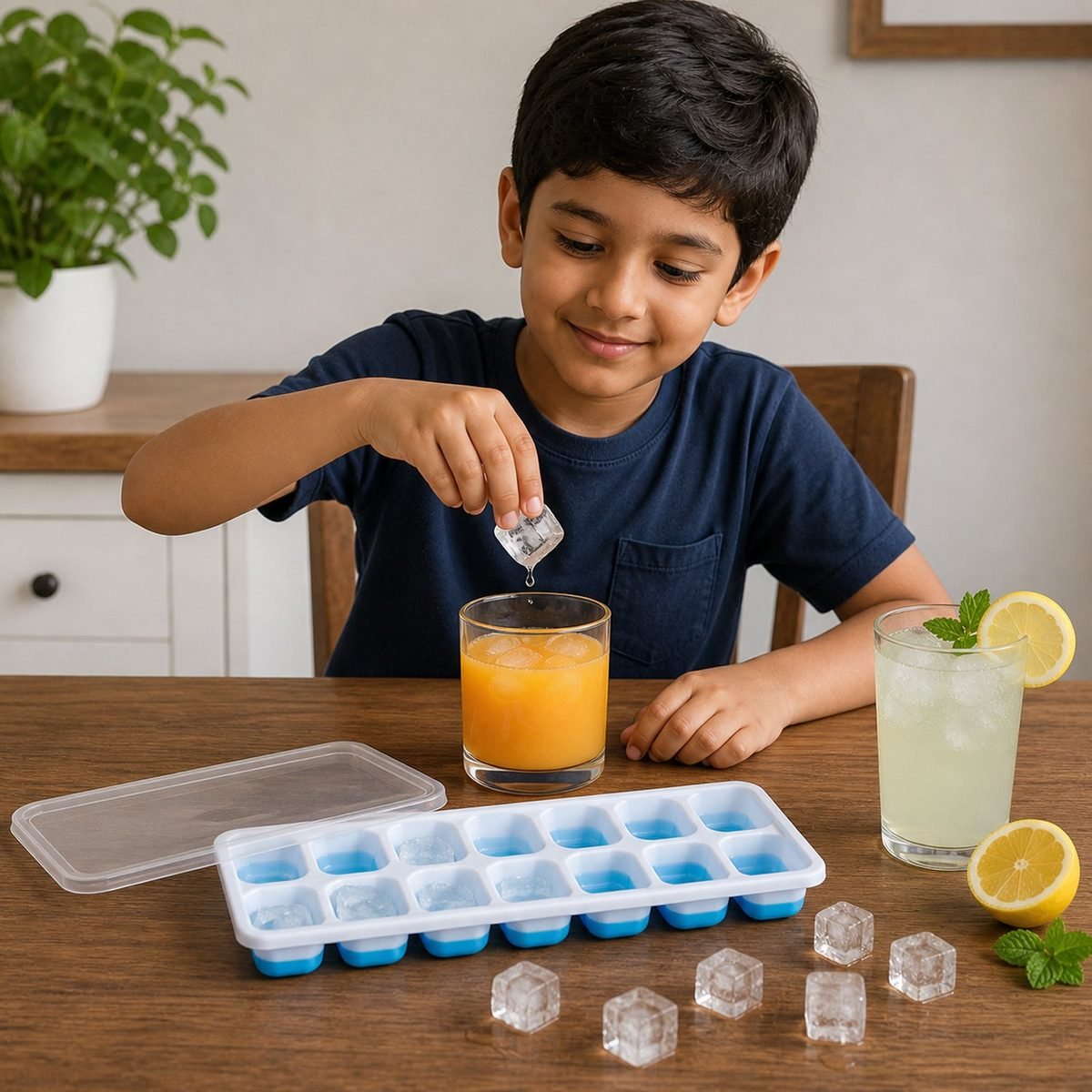 Ice Cube Tray with Lid, 14 Cavity, Flexible Plastic, photo 4