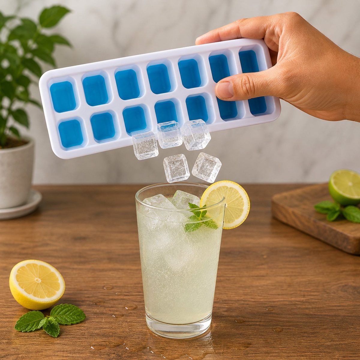 Ice Cube Tray with Lid, 14 Cavity, Flexible Plastic, photo 6