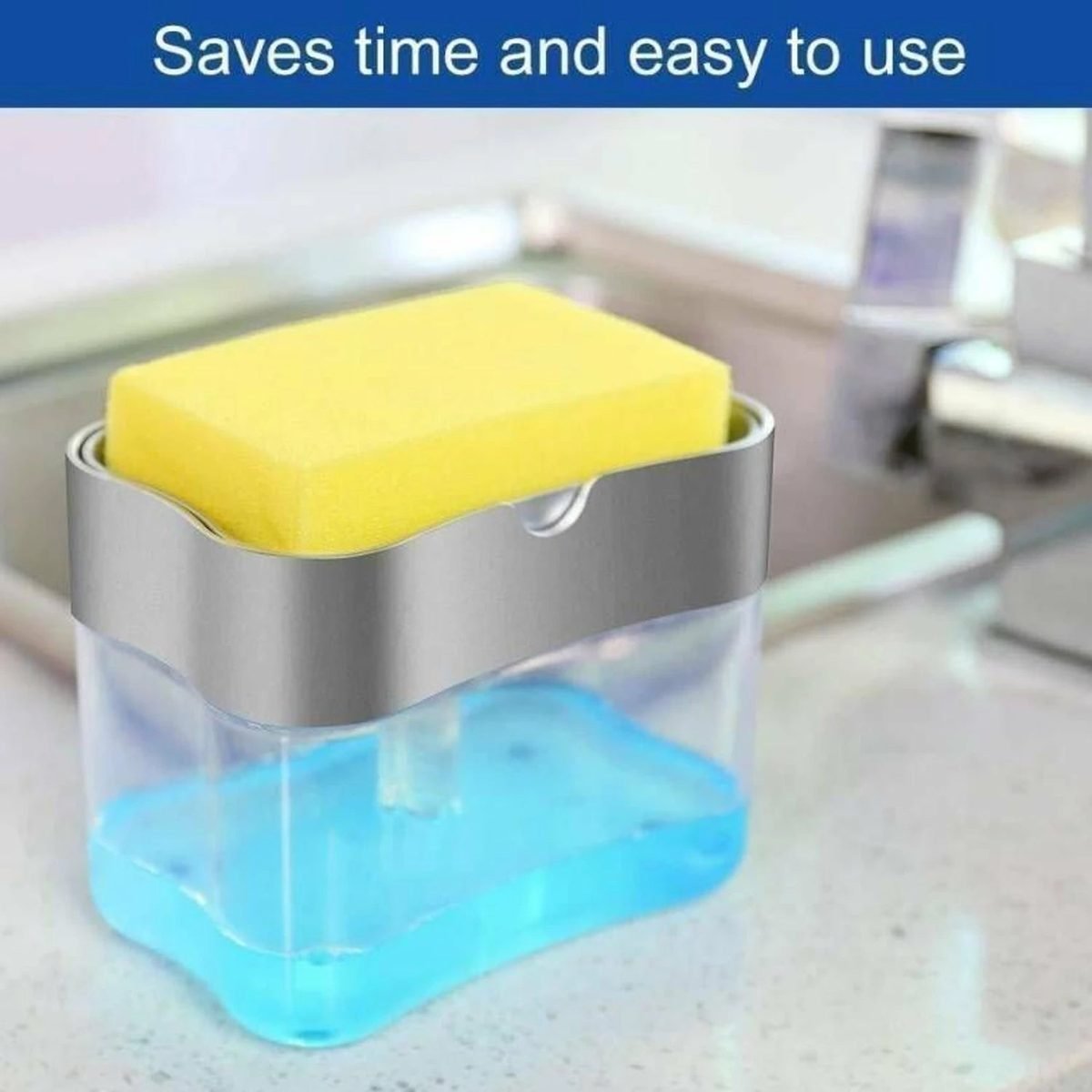 Kitchen Soap Dispenser with Sponge Holder, 13 oz Pump, photo 3