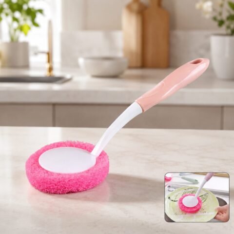 Long Handle Dish Scrubber Brush with Sponge Head