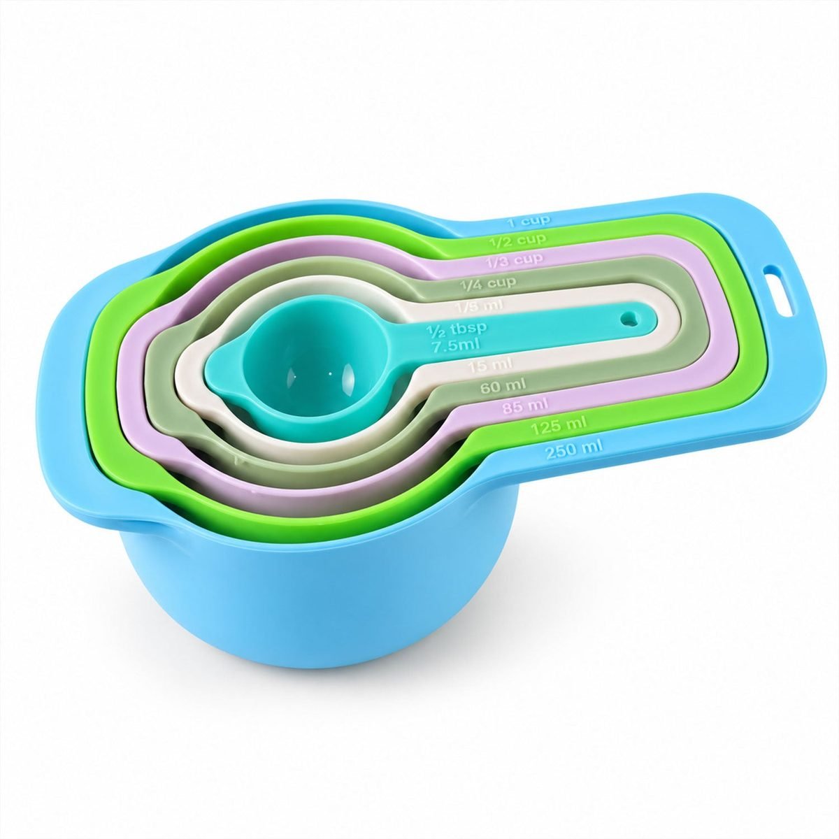 Measuring Cups and Spoons Set of 6, Multicolour Plastic, photo 4