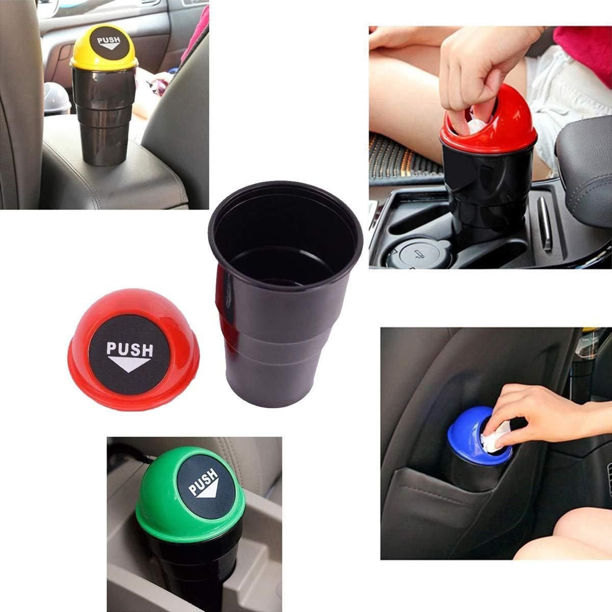Mini Car Dustbin with Push Lid for Cup Holder or Door Pocket, photo 3