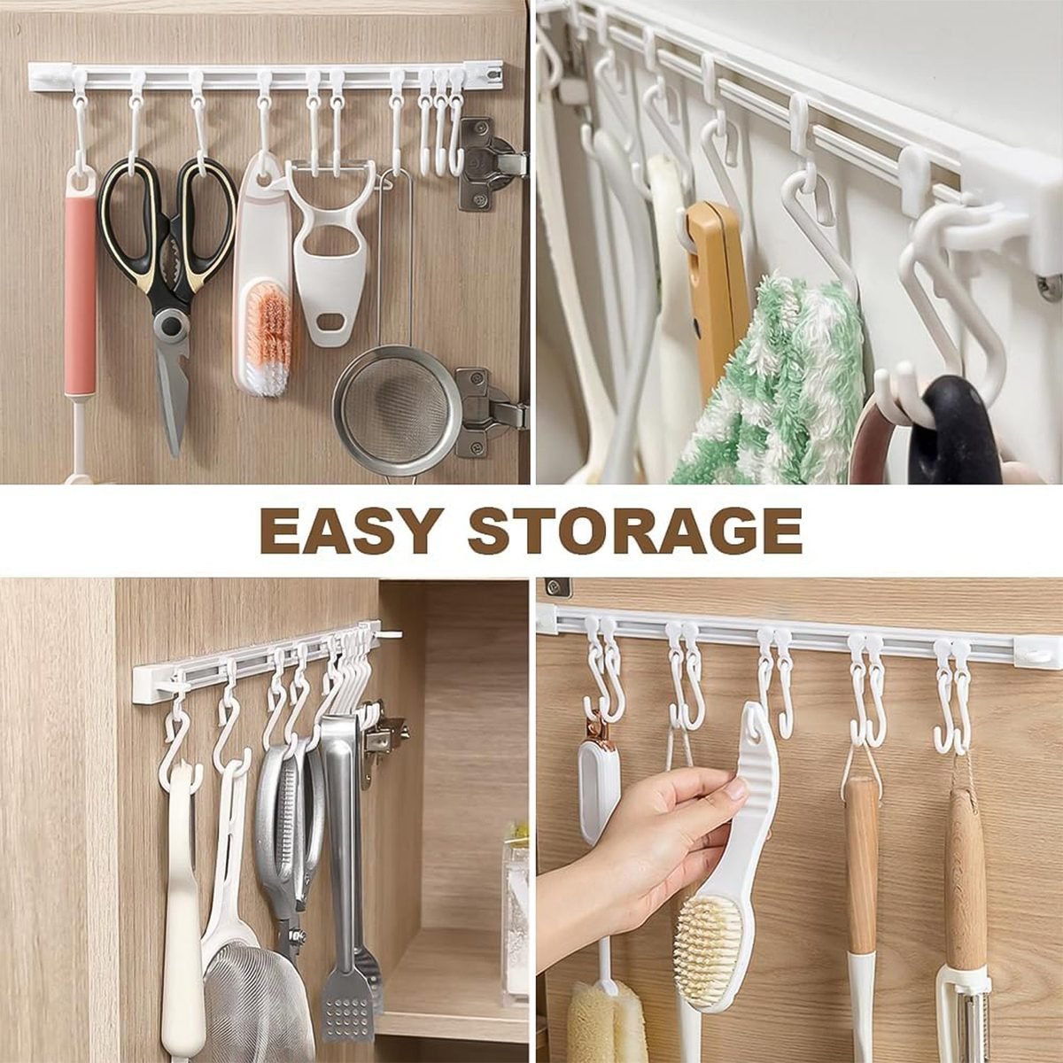 Self-Adhesive Kitchen Rail with 10 Sliding Hooks, photo 3