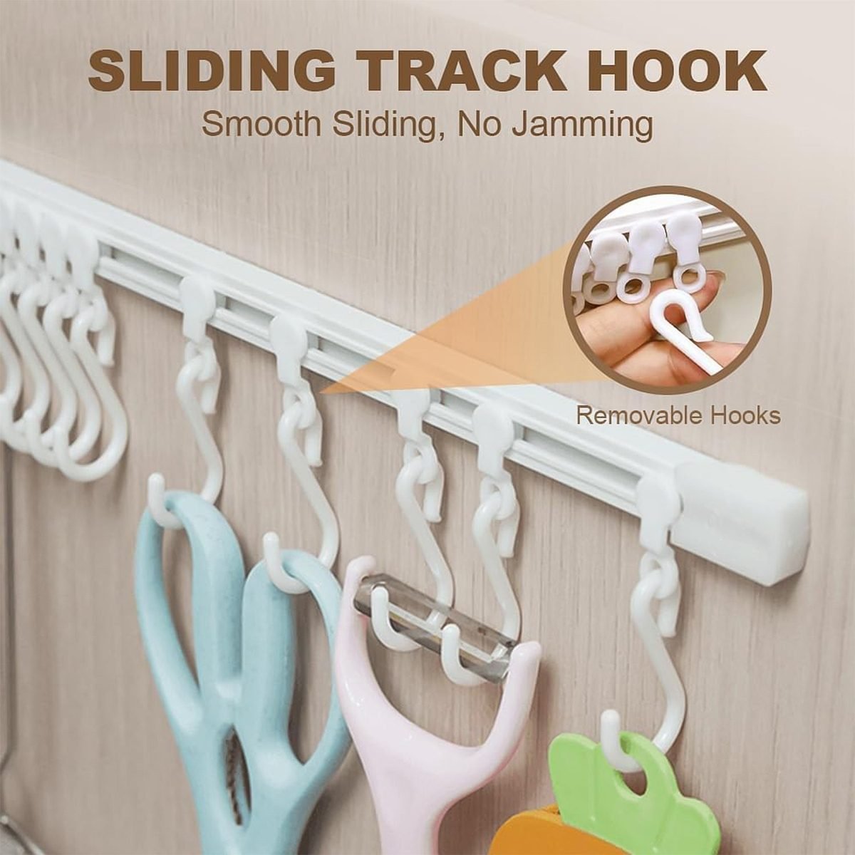 Self-Adhesive Kitchen Rail with 10 Sliding Hooks, photo 5