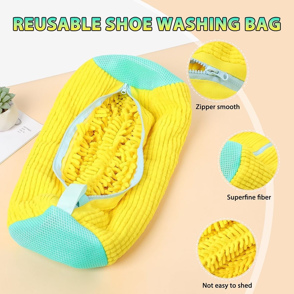 Shoe Washing Bag for Washing Machine with Chenille Lining, photo 3