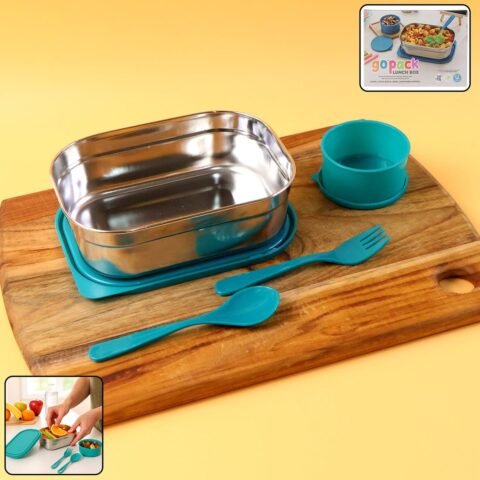 Stainless Steel Lunch Box with Snack Container and Cutlery