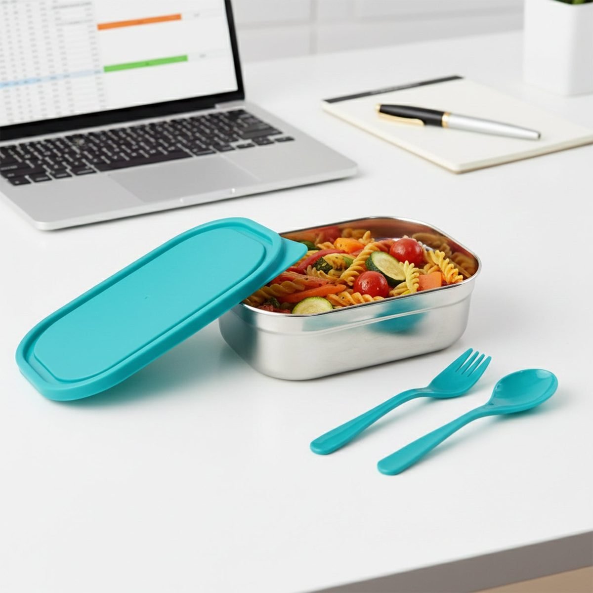 Stainless Steel Lunch Box with Snack Container and Cutlery, photo 3