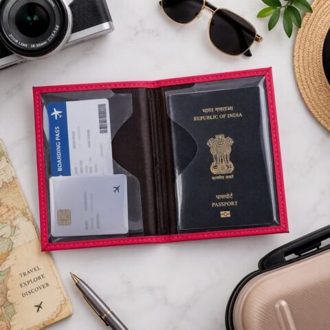 Travel Passport Holder Wallet with Zip, World Map Design