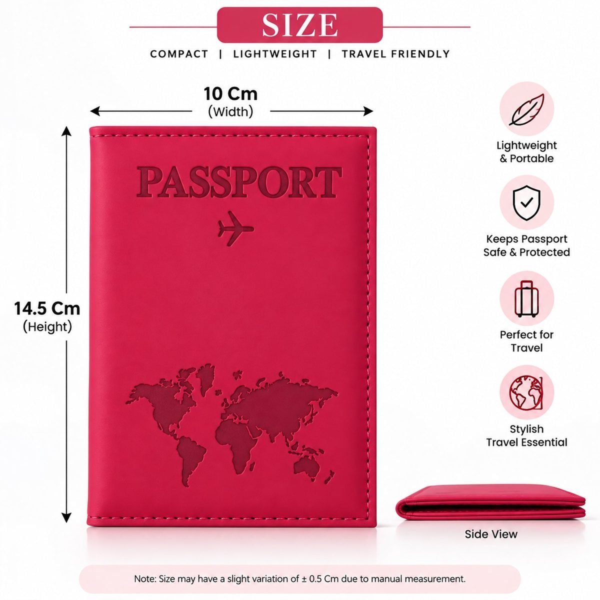 Travel Passport Holder Wallet with Zip, World Map Design, photo 5