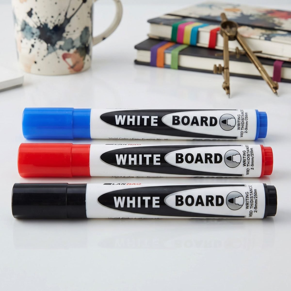 Whiteboard Marker Pens Set of 3 in Assorted Colours, Dry Erase, photo 2